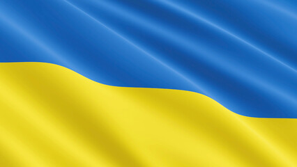 Ukraine flag waving in the wind. 3D render illustration.
