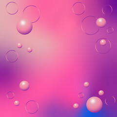 Abstract background gradient pink blue with 3d balls