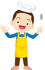 Cooking children boy Little kids making delicious food professional chef