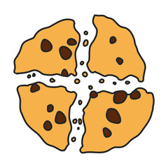 Cookies with crumbs vector icon.Color vector icon isolated on white background cookies with crumbs.