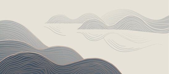 abstract japanese landscape on light background with gradient