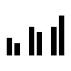 Isolated statistics graph in glyph icon on white background. Growth, analytics, seo and web