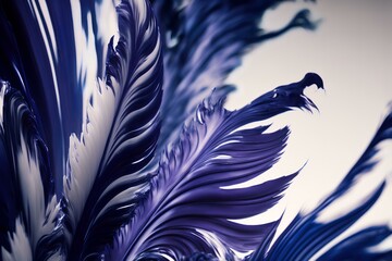 close-up shot of indigo brush strokes on a white marble background, creating a vibrant and dynamic image (AI Generated)