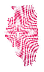 Illinois dotted map. Digital style shape of Illinois. Tech icon of the us state with gradiented dots. Modern vector illustration.