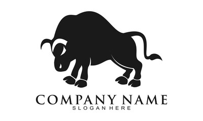 Bull cartoon illustration vector logo