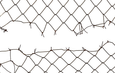 Background of metal mesh or wire on a white background