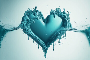Fototapeta na wymiar Generative ai water splash in shape of heart.