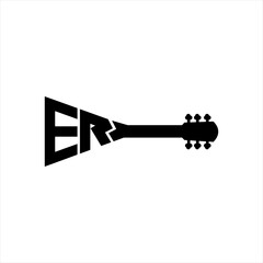 Guitar vector logo design with letter E R