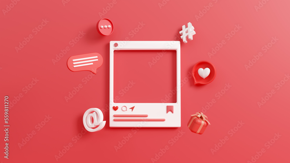 Poster online social media communication platform concept. blank social network post. modern minimal design