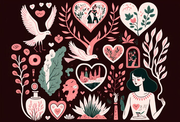 Naklejka premium Valentine's day wallpaper greeting card.