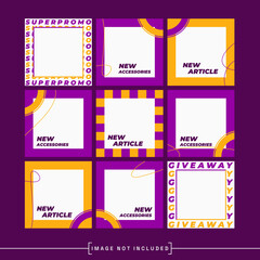 Streetwear and Urban Style Clothing Instagram Post Template with Purple and Yellow Color