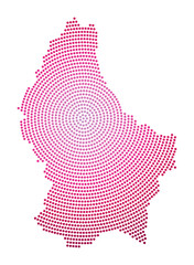 Luxembourg dotted map. Digital style shape of Luxembourg. Tech icon of the country with gradiented dots. Elegant vector illustration.