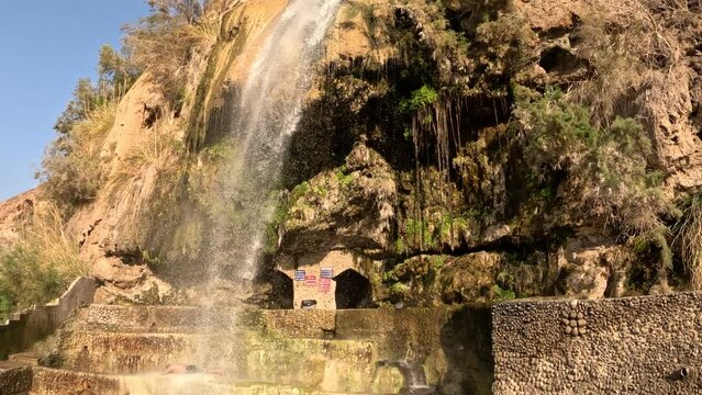 Waterfall at Ma'in Hot Springs near Dead Sea in Jordan