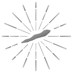 Cayman Brac gradiented sunburst. Map of the island with colorful star rays. Cayman Brac illustration in digital, technology, internet, network style. Vector illustration.