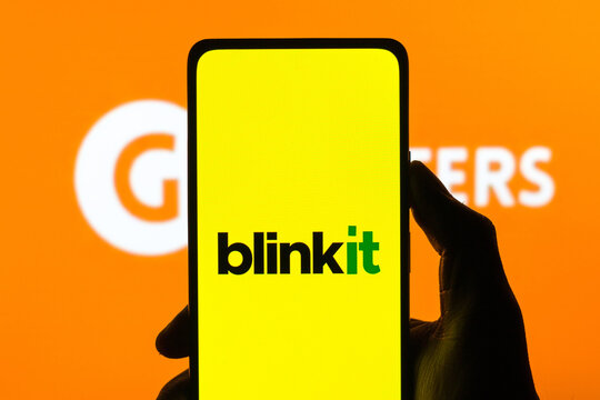 West Bangal, India - December 20, 2022 : Blinkit on phone screen stock image.