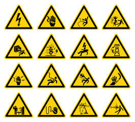 Set Warning Of Electrical Hazard Symbol Sign, Vector Illustration, Isolate On White Background Label. EPS10