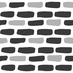 Black and gray bricks seamless pattern vector. Vector illustration in flat style on white background.