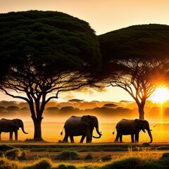 Fototapeta na wymiar Elephants