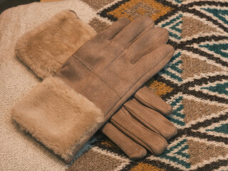 winter gloves in a store