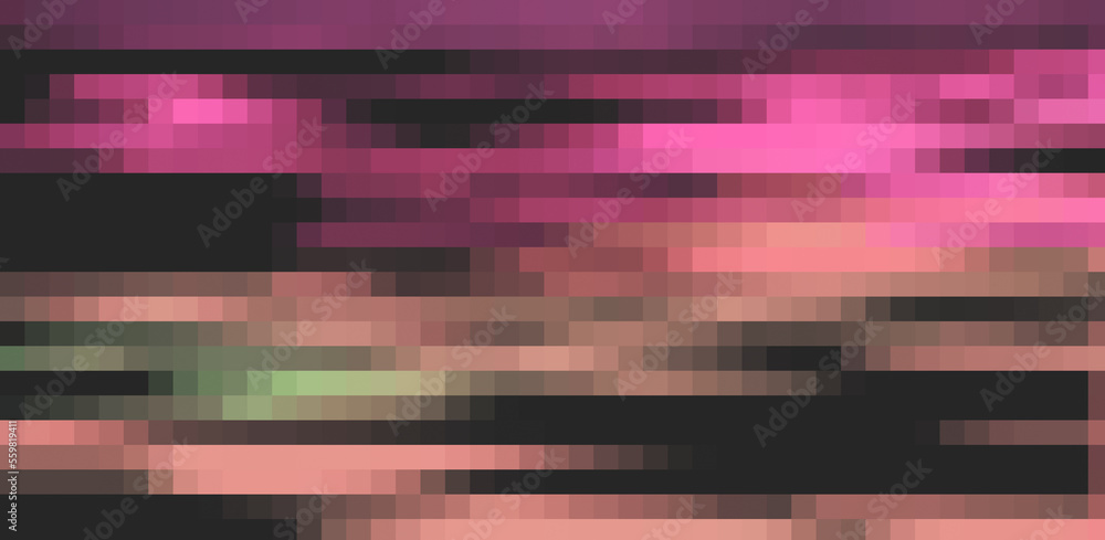 Poster Glitched and pixelated screen of a computer. Abstract background with digital noise artifacts.