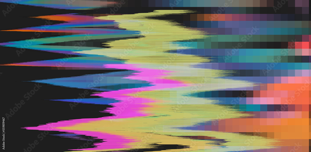 Aufkleber Glitched and pixelated screen of a computer. Abstract background with digital noise artifacts.