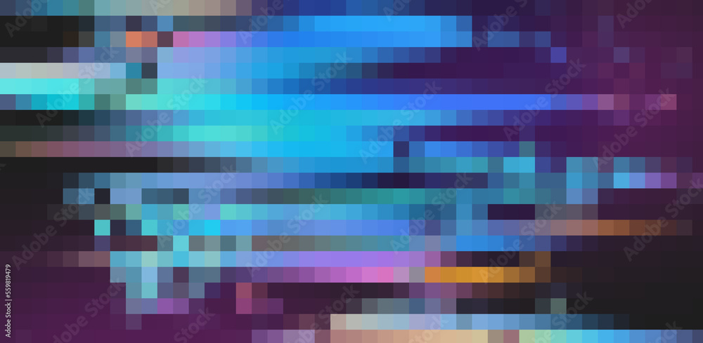 Poster Glitched and pixelated screen of a computer. Abstract background with digital noise artifacts.