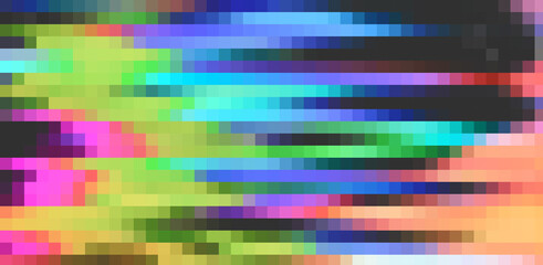 Abstract background with digital pixel noise glitch artifacts.