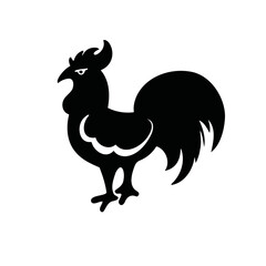 Symbol of the year, rooster chicken, silhouette, vector illustration