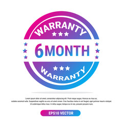 Warranty 6 month isolated vector label on white background. Guarantee service icon template