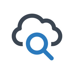Cloud Search icon - vector illustration . Cloud, Data, Search, find, Storage, Explore, Magnifier, server, network, line, outline, icons .