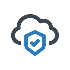 Cloud Protection icon - vector illustration . Cloud, Protection, Data, Security, Storage, Secure, Protect, line, outline, icons .
