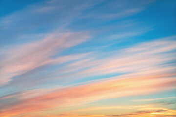 Naklejka na ściany i meble beautiful pink clouds at sunset, sunrise. pink, fabulous