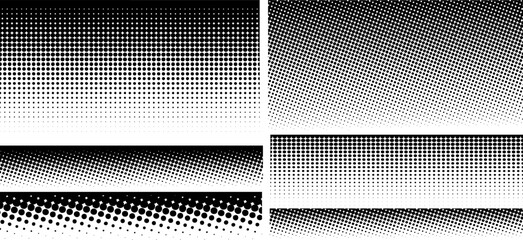 Collection of vector halftone backgrounds. Pop art template for your design. Wavy dotted pattern with halftone effect