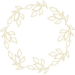 Fototapeta na wymiar Gold Floral Rounded Frame Wreath Holiday Bokeh Background, Wedding Invitation Template