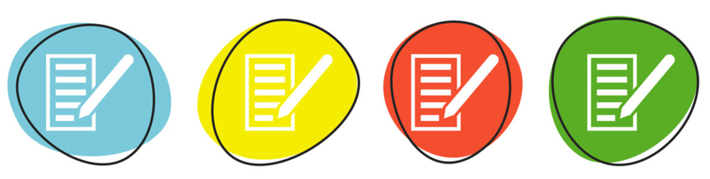 Banner mit 4 bunten Buttons: Text Editieren oder Schreiben