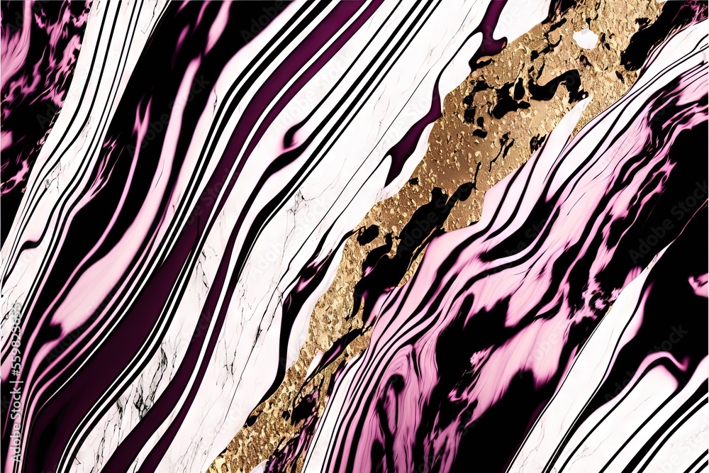 Poster a picture of a pink and gold abstract background with a gold leaf on top of it and a gold leaf on th