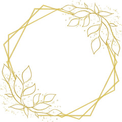 Gold Floral Rounded Frame Wreath Holiday Bokeh Background, Wedding Invitation Template
