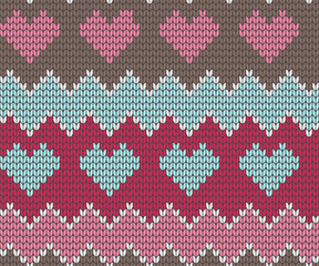 Knitted heart seamless pattern background vector illustration