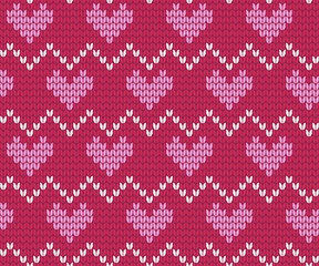 Knitted heart seamless pattern background vector illustration