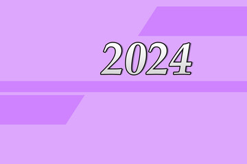 Obraz premium Text 2024 on a light background. Postcard Happy New Year 2024. Lilac letters 2024.