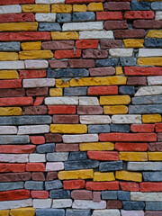 colorful painted brick wall