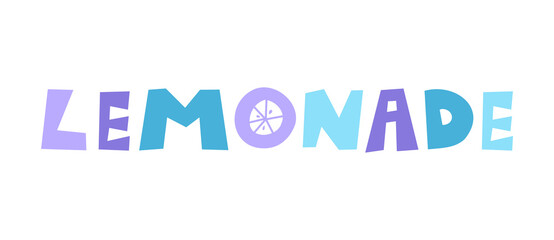 Color lettering lemonade on a white background