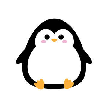 Cartoon cute penguin isolated on white background