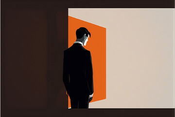 Businessman, modern minimalist illustration. Male manager/CEO in a business suit.