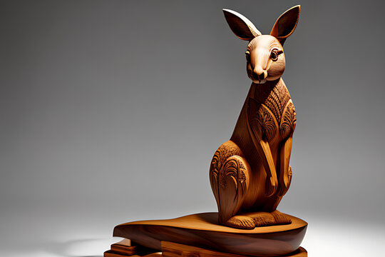  vintage  wood carving of a kangeroo