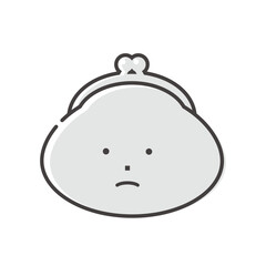 困り顔の黄色のがま口タイプのお財布 - お金･家計･金運ダウンのイメージ素材
