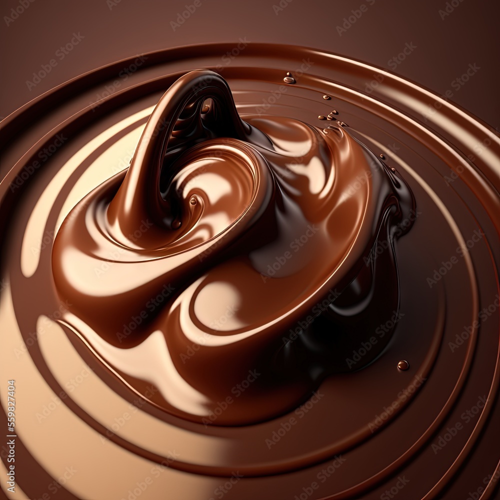 Aufkleber a chocolate swirl with a liquid drop in the middle of it, with a brown background and a black swirl 