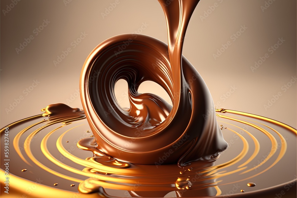 Poster a chocolate swirl with a liquid swirl in the middle of it and a liquid swirl in the middle of it, wi