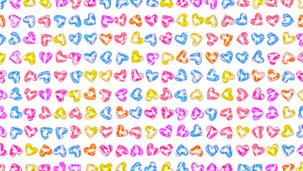 3D illustration coloured candy hearts