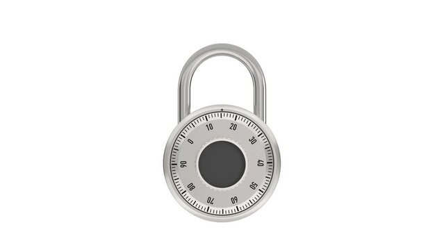 Combination padlock on white background. Isolated 3d render